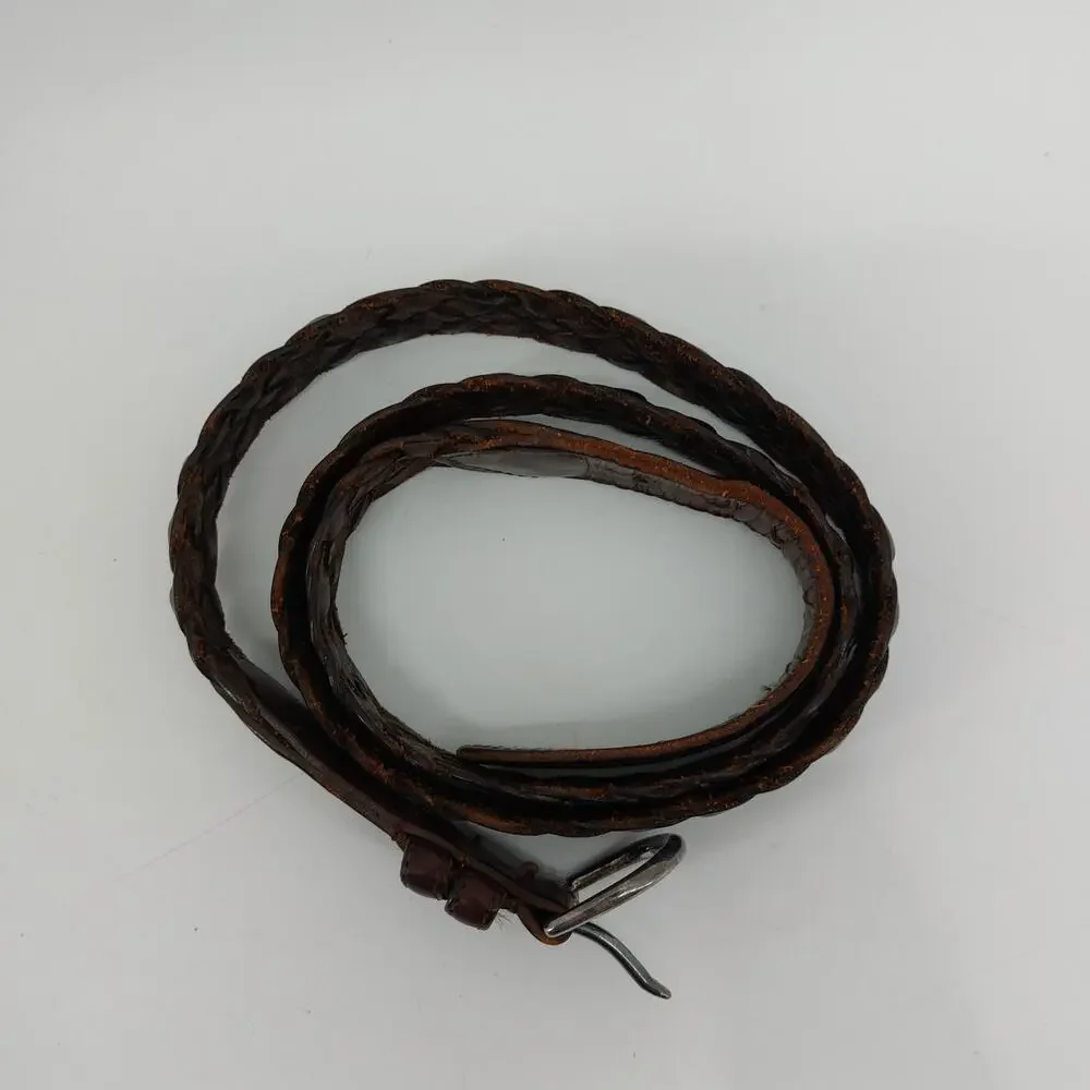 Coach Men's Size 40 Brown Leather Belt Casual Braided Weaved